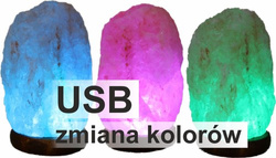 Lampa solna USB płomień sól himalajska